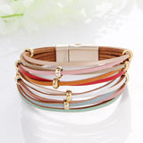 WYBU Multilayer Leather Bracelet For Women Magnet Clasp Charm Braided Wide Wrap Bracelets Bangles Female Bohemian Style Jewelry daiiibabyyy