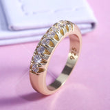 Huitan High Quality Office Lady Accessories Rings Golden Color Halo Micro Paved Casual Style Female Jewel With Size 6-10 daiiibabyyy