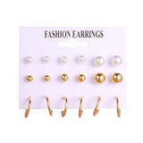 FNIO Women's Stud Earrings Crystal Pearl Earrings Set For Women Crystal Gold Silver Color Small Earrings Boho Jewelry  New daiiibabyyy