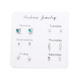 FNIO Women's Stud Earrings Crystal Pearl Earrings Set For Women Crystal Gold Silver Color Small Earrings Boho Jewelry  New daiiibabyyy