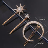 Classic Vintage Metal Geometric Rhinestone Hairpin Crystal Moon Sun Star Hair Clip Women Hair Pins Accessories Jewelry daiiibabyyy