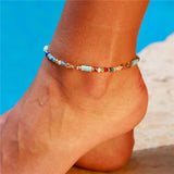 2pcs/Set Blue/White Color Boho Beads Ankle Bracelet Hot Sale Natural Shell Anklets For Women Bohemian Jewelry Wholesale daiiibabyyy