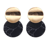 Korean Statement Black Acrylic Drop Earrings for Women  Fashion Jewelry Vintage Geometric Gold Asymmetric Earring daiiibabyyy