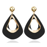 Korean Statement Black Acrylic Drop Earrings for Women  Fashion Jewelry Vintage Geometric Gold Asymmetric Earring daiiibabyyy