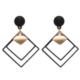 Korean Statement Black Acrylic Drop Earrings for Women  Fashion Jewelry Vintage Geometric Gold Asymmetric Earring daiiibabyyy