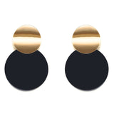 Korean Statement Black Acrylic Drop Earrings for Women  Fashion Jewelry Vintage Geometric Gold Asymmetric Earring daiiibabyyy