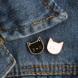 2pc/set Animal brooches black white Cat Metal Enamel Pins women Couple Badge Lapel Shirt Denim Accessories festival Gift daiiibabyyy