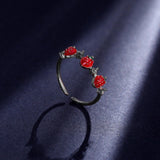 ONEVAN Rhinestones Sweet Fruit Red Strawberry Open Adjustable Finger Rings For Women Girls Party Gifts daiiibabyyy