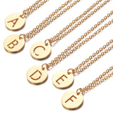 A-Z 26 Initials Name Necklace 12mm Round Pendant Letter Alphabets Necklace 316L Stainless Steel Femme Choker gift for Women daiiibabyyy