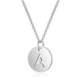 A-Z 26 Initials Name Necklace 12mm Round Pendant Letter Alphabets Necklace 316L Stainless Steel Femme Choker gift for Women daiiibabyyy