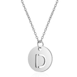 A-Z 26 Initials Name Necklace 12mm Round Pendant Letter Alphabets Necklace 316L Stainless Steel Femme Choker gift for Women daiiibabyyy