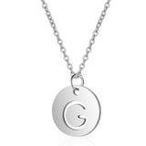 A-Z 26 Initials Name Necklace 12mm Round Pendant Letter Alphabets Necklace 316L Stainless Steel Femme Choker gift for Women daiiibabyyy