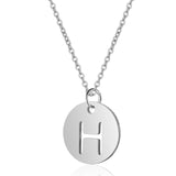 A-Z 26 Initials Name Necklace 12mm Round Pendant Letter Alphabets Necklace 316L Stainless Steel Femme Choker gift for Women daiiibabyyy