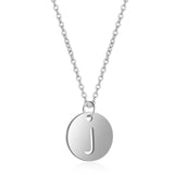 A-Z 26 Initials Name Necklace 12mm Round Pendant Letter Alphabets Necklace 316L Stainless Steel Femme Choker gift for Women daiiibabyyy