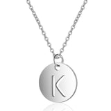 A-Z 26 Initials Name Necklace 12mm Round Pendant Letter Alphabets Necklace 316L Stainless Steel Femme Choker gift for Women daiiibabyyy