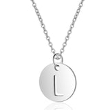 A-Z 26 Initials Name Necklace 12mm Round Pendant Letter Alphabets Necklace 316L Stainless Steel Femme Choker gift for Women daiiibabyyy