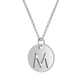 A-Z 26 Initials Name Necklace 12mm Round Pendant Letter Alphabets Necklace 316L Stainless Steel Femme Choker gift for Women daiiibabyyy