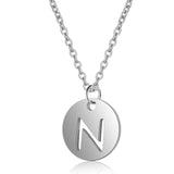 A-Z 26 Initials Name Necklace 12mm Round Pendant Letter Alphabets Necklace 316L Stainless Steel Femme Choker gift for Women daiiibabyyy