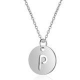 A-Z 26 Initials Name Necklace 12mm Round Pendant Letter Alphabets Necklace 316L Stainless Steel Femme Choker gift for Women daiiibabyyy