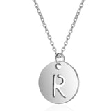 A-Z 26 Initials Name Necklace 12mm Round Pendant Letter Alphabets Necklace 316L Stainless Steel Femme Choker gift for Women daiiibabyyy