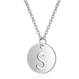 A-Z 26 Initials Name Necklace 12mm Round Pendant Letter Alphabets Necklace 316L Stainless Steel Femme Choker gift for Women daiiibabyyy