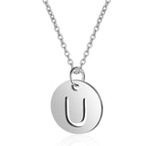 A-Z 26 Initials Name Necklace 12mm Round Pendant Letter Alphabets Necklace 316L Stainless Steel Femme Choker gift for Women daiiibabyyy