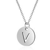 A-Z 26 Initials Name Necklace 12mm Round Pendant Letter Alphabets Necklace 316L Stainless Steel Femme Choker gift for Women daiiibabyyy