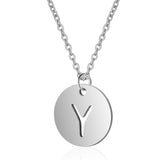 A-Z 26 Initials Name Necklace 12mm Round Pendant Letter Alphabets Necklace 316L Stainless Steel Femme Choker gift for Women daiiibabyyy