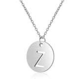 A-Z 26 Initials Name Necklace 12mm Round Pendant Letter Alphabets Necklace 316L Stainless Steel Femme Choker gift for Women daiiibabyyy