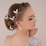 New Wedding Accessories Pearl Hair Jewelry Headwear Charm Silver Plated Butterfly U Shape Hairpin Hair Sticks For Bridal F1608 daiiibabyyy