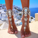 Boho Crystal Anklet Australia Beach Vacation Ankle Bracelet Sandals Sexy Leg Chain Female Statement Asteria Lyra Foot Jewelry daiiibabyyy