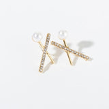 European And American Fashion Exquisite Basic Cross Geometry Pearl Earrings Simple Elegant Goddess Earrings  Hot Sale daiiibabyyy