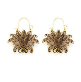Tocona Vintage Antique Gold Black Silver Color Flower Metal Hoop Earrings Punk Alloy Earring Brincos for Women Jewelry 5673 daiiibabyyy