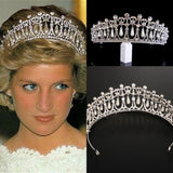 Vintage Silver Plated Queen Princess Diana Crown Crystal Pearl Diadem For Bridal Hair Accessories Bride Headbands Tiara De Noiva daiiibabyyy