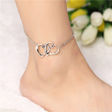 Retro Punk  New Summer Fashion Anklets Wild Love Heart-shaped Double-hearted Anklet Lady Legs Anklet daiiibabyyy