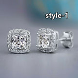 Huitan Fashion Geometric Women Stud Earrings Cubic Zirconia Wedding Party Daily Wearable Fashion Jewelry Hot daiiibabyyy