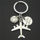 1PC Earth Airplane Keychains No Matter Where Pendant Travel Keyring Friendship Best Friend Jewelry Diy Handmade daiiibabyyy