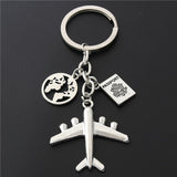 1PC Earth Airplane Keychains No Matter Where Pendant Travel Keyring Friendship Best Friend Jewelry Diy Handmade daiiibabyyy