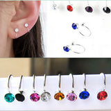 1pair Women Girl Clip On U Body Crystal Rhinestone Earring Stainless Steel Ear Cuff Stud Ear Jewelry Gift daiiibabyyy