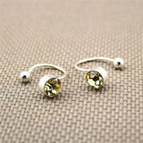 1pair Women Girl Clip On U Body Crystal Rhinestone Earring Stainless Steel Ear Cuff Stud Ear Jewelry Gift daiiibabyyy