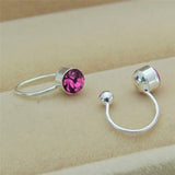 1pair Women Girl Clip On U Body Crystal Rhinestone Earring Stainless Steel Ear Cuff Stud Ear Jewelry Gift daiiibabyyy