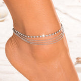 Bohemian Crystal Sequins Anklet Set Fashion Handmade Ankle Bracelet for Women Summer Foot Chain Beach Barefoot Jewelry daiiibabyyy