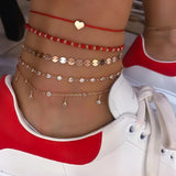 Tocona Layered Gold Shell Pendant Chain Ankle Bracelet On Leg Foot Jewelry Boho Charm Anklets for Women Accessories Mujer daiiibabyyy