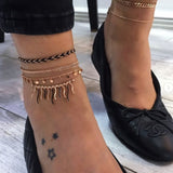 Tocona Layered Gold Shell Pendant Chain Ankle Bracelet On Leg Foot Jewelry Boho Charm Anklets for Women Accessories Mujer daiiibabyyy