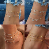 Summer Boho Butterfly Anklet For Women Gold Multilayer Crystal Ankle Bracelet Foot Chain Leg Bracelet Beach Accessories Jewelry daiiibabyyy