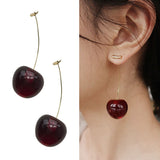 New European and American Fruit Fashion Long Ear Nail Temperament Cherry Cherry Earrings Lady Earrings daiiibabyyy