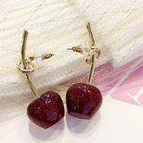 New European and American Fruit Fashion Long Ear Nail Temperament Cherry Cherry Earrings Lady Earrings daiiibabyyy