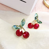 New European and American Fruit Fashion Long Ear Nail Temperament Cherry Cherry Earrings Lady Earrings daiiibabyyy