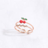 ONEVAN Rhinestones Sweet Fruit Red Strawberry Open Adjustable Finger Rings For Women Girls Party Gifts daiiibabyyy