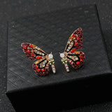 New Fashion Butterfly Wings Earrings Female Rhinestone Wild Personality Metal Earrings Sweet Romantic Jewelry daiiibabyyy